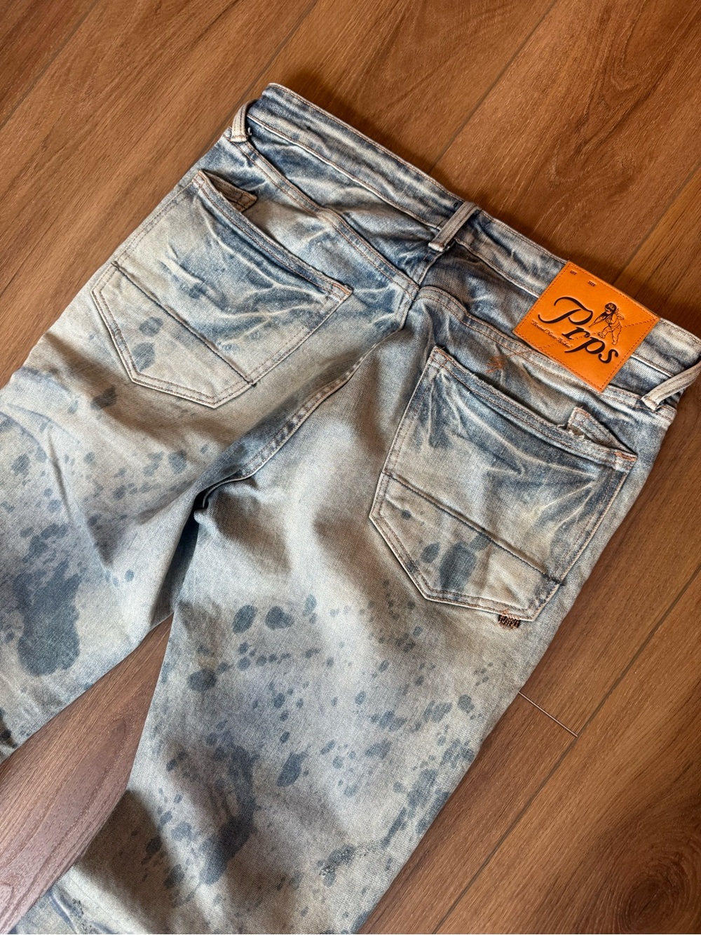 Prps Windsor Tapered Skinny Stretch Acid Wash Paint Denim Jeans Size 34x34 - Picture 10 of 11